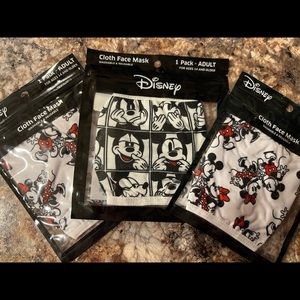 NWT. Adult Disney Mickey and Minnie face masks, set of 3 masks